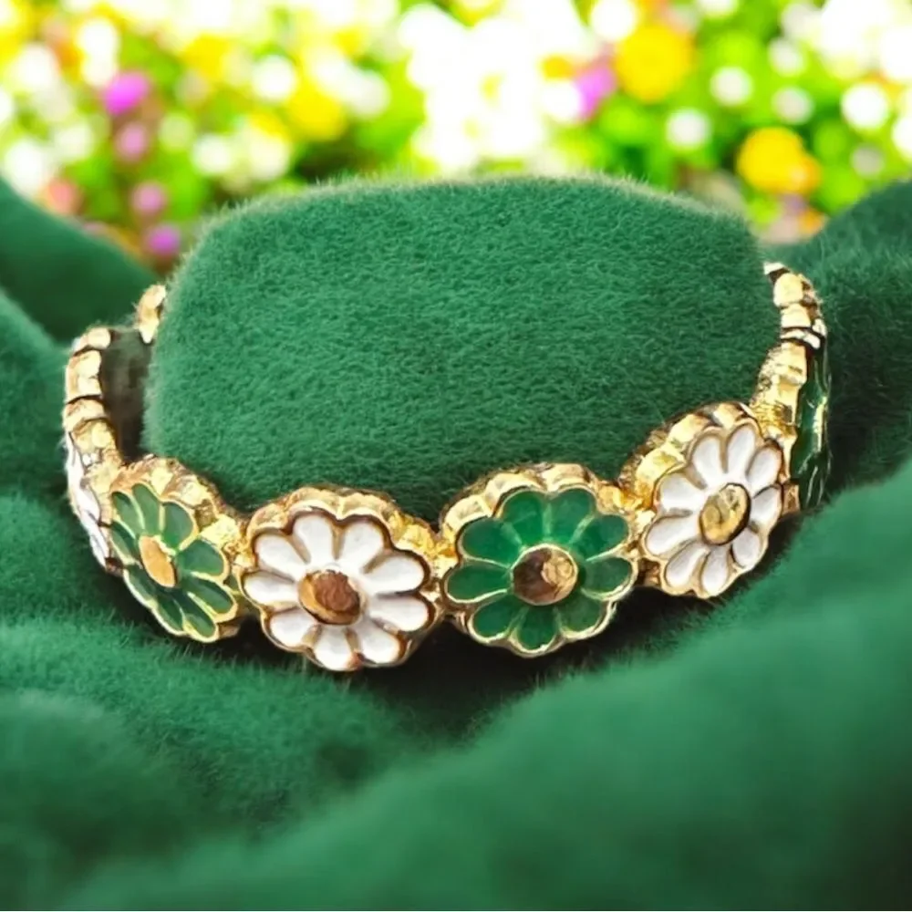 Floral Green and Gold Ring